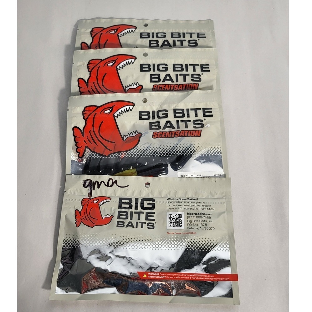 4 Big Bite Baits ScentSation Fishing Lures Lot New Scent-Infused‎ Formula